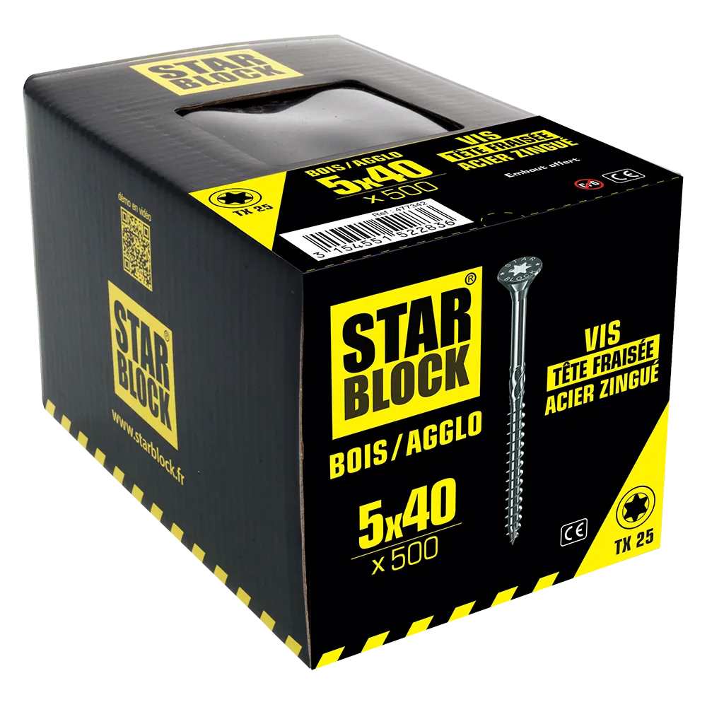 starblock-holz-spanplattenschraube-5x40-senkkopf-torx-verzinkter-stahl image 3