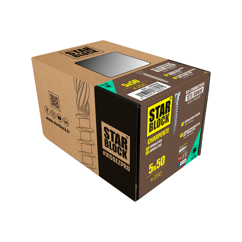 starblock-holzverbinder-schraube-5x50-mm-rundkopf-bombiert-torx-geh-rteter-stahl image 2