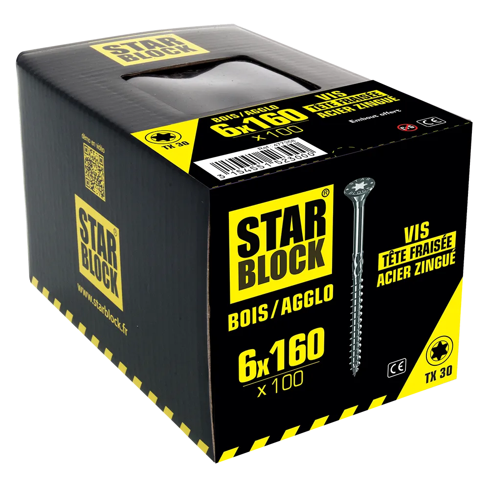 starblock-vis-bois-agglo-6x160-holzschraube-senkkopf-torx-verzinkt image 2
