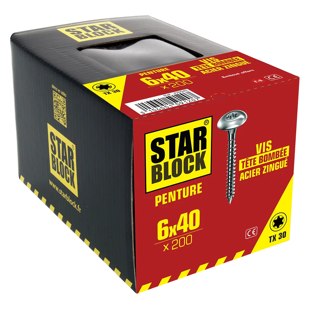 starblock-penture-schraube-6x40-mm-breiter-bombierter-kopf-torx-stahl-verzinkt image 2