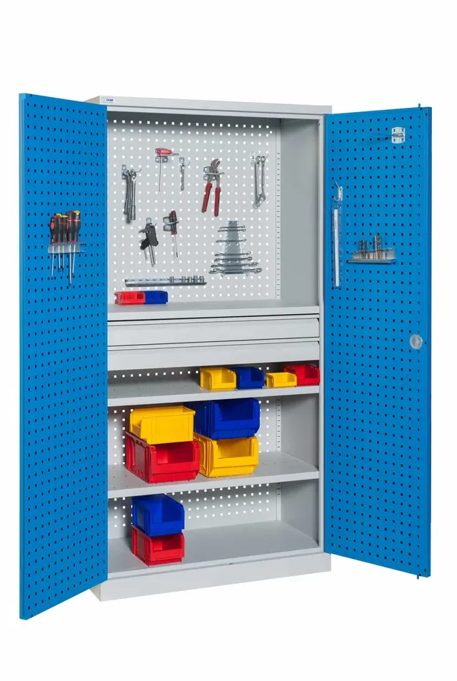 sofame-werkstattschrank-perforiert-l1000xp500xh1950-mit-schubladen image 1