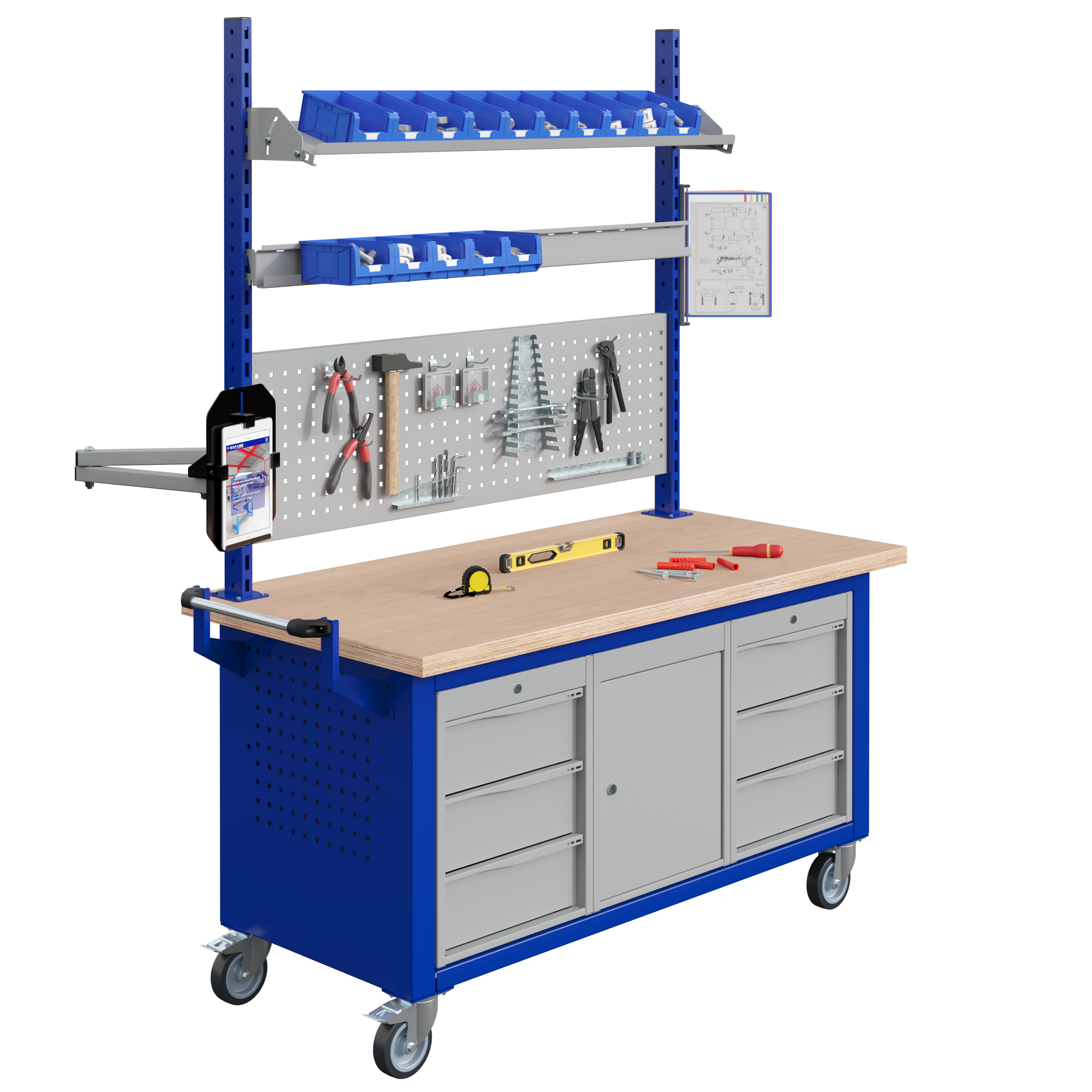 sofame-mobiler-werkbank-sit-multiplex-buche-40mm-mit-rollen image 1