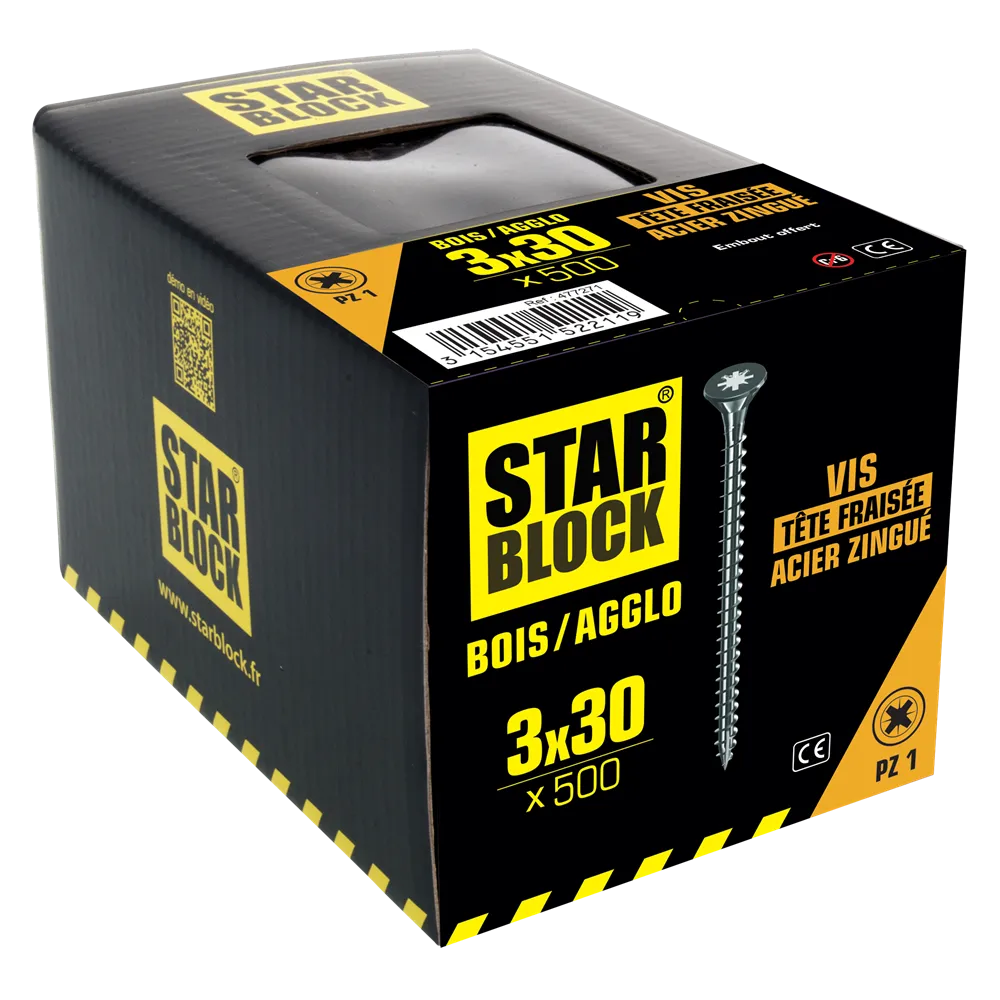 starblock-holz-spanplattenschraube-3x30-senkkopf-pozidrive-stahl-verzinkt image 3