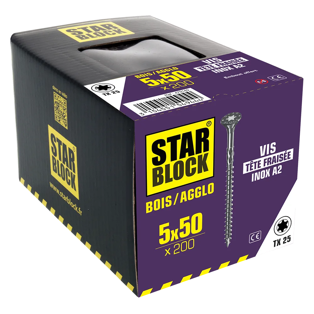 starblock-edelstahlschraube-a2-5x50-senkkopf-torx-rostfrei image 2