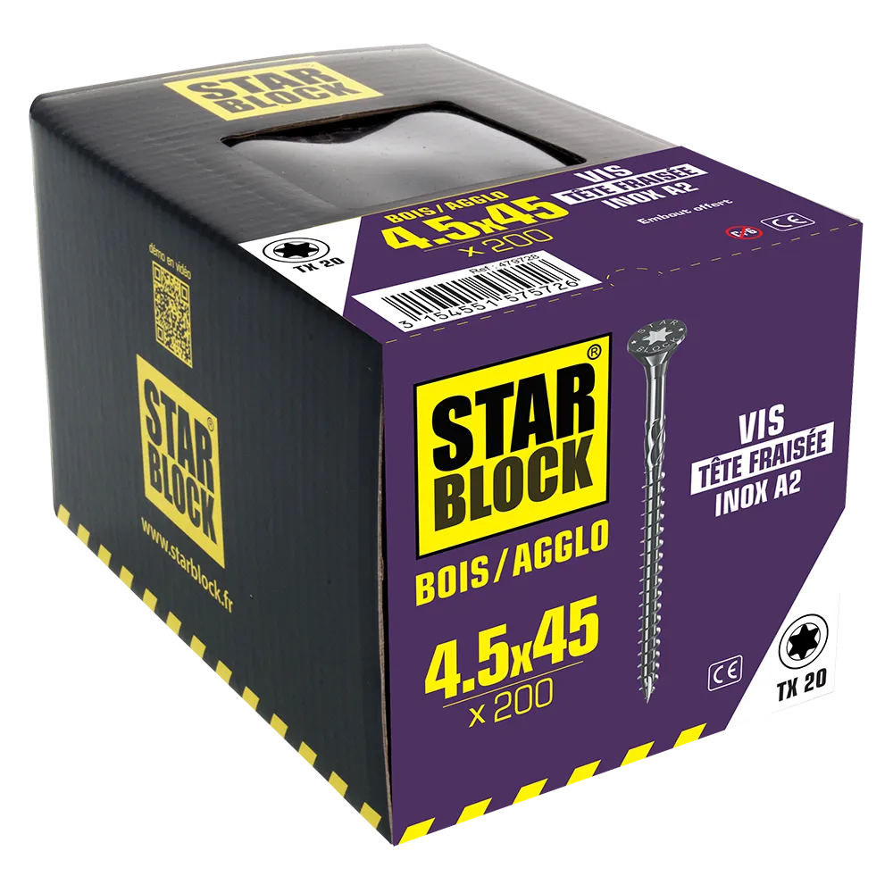 starblock-a2-edelstahlschraube-4x45-mm-senkkopf-torx-rostfrei image 2