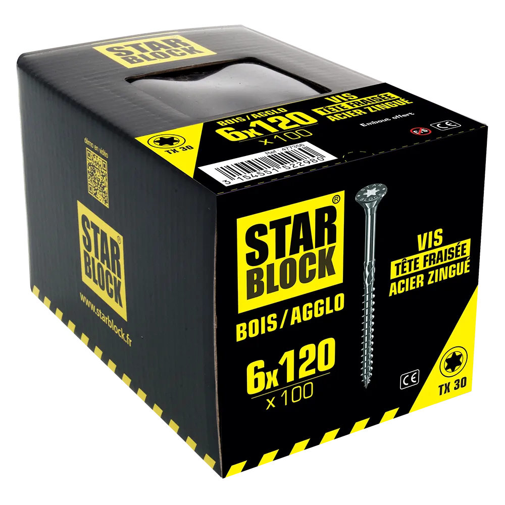 starblock-holz-spanplattenschraube-6x120-mm-senkkopf-torx-stahl-verzinkt image 2