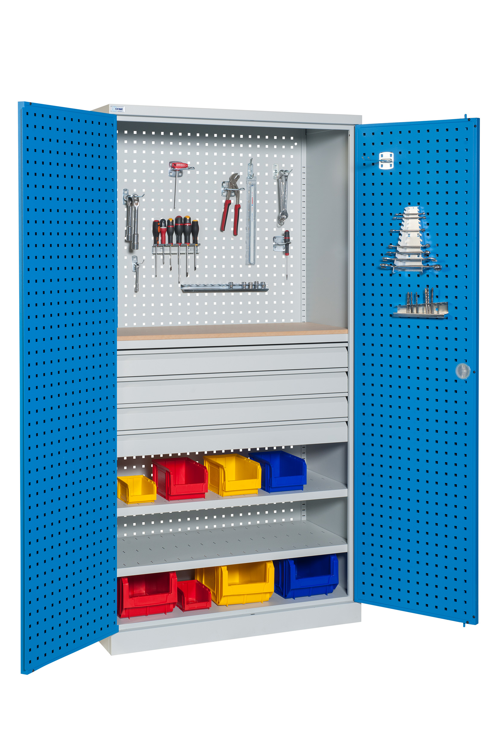 sofame-werkstattschrank-perforiert-l1000xp500xh1950-mit-schubladen image 2