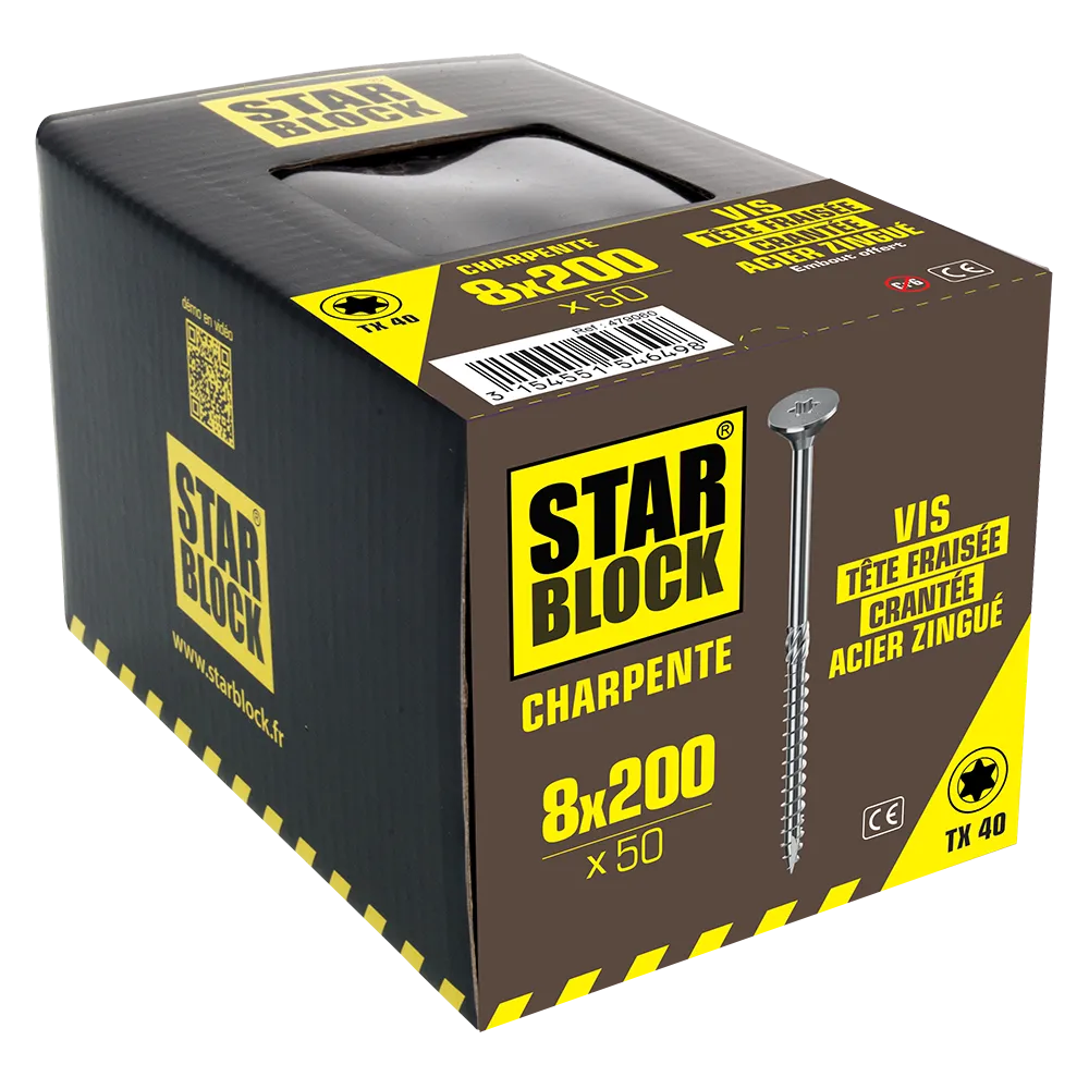 starblock-houtconstructie-8x200-holzbauschraube-senkkopf-torx-stahl-verzinkt image 2