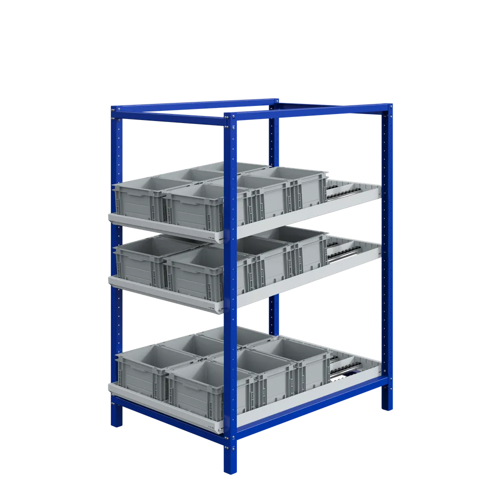 sofame-durchlaufregal-stockeurs-dynamiques-fix-3-ebenen-rollen image 1