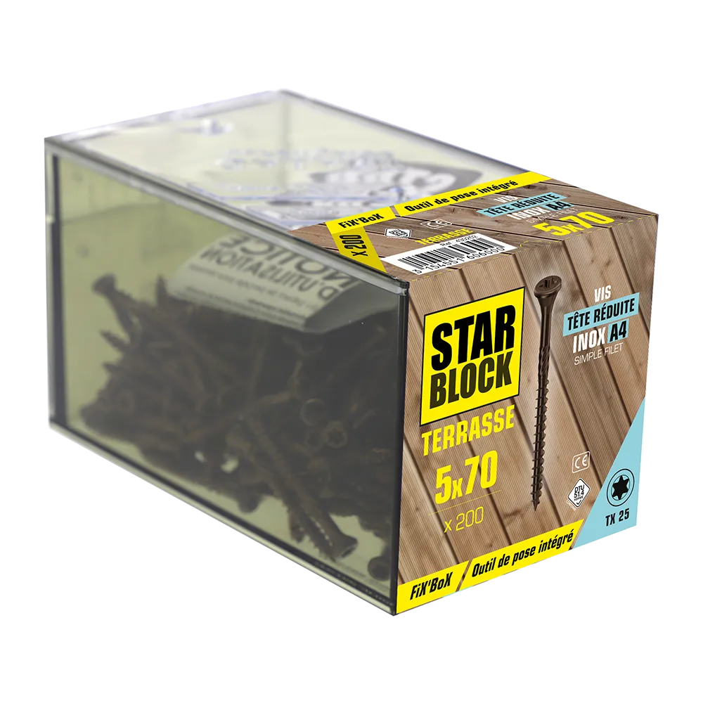starblock-terrassenschraube-5x70-reduzierter-kopf-torx-edelstahl-a4-braun image 2